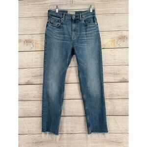 Everlane Cheeky Distressed Hem Crop Tapered Jeans Womens 27 Blue Medium Wash